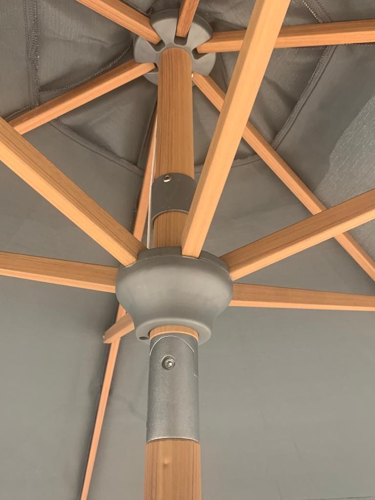 Stellar Auto Tilt Parasol – Teak Wood Finish Aluminium Frame - Image 5